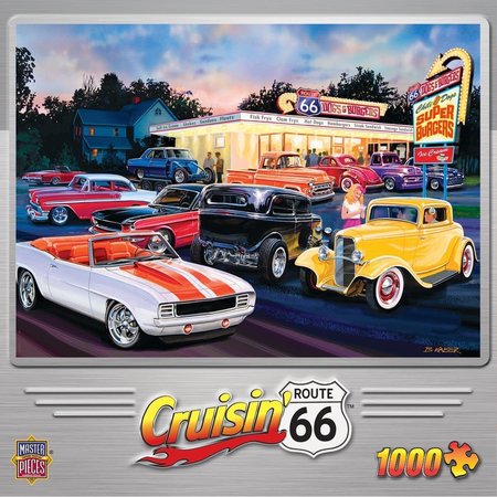 MASTERPIECES Masterpieces 71765 19.25 x 26.75 in. Bruce Kaiser Cruisin Route 66 Dogs & Burgers Jigsaw Puzzle - 1000 Piece 71765